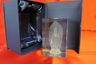 Buy Laser Etched Chinese Buddha With Halo Crystal Block Ornament Paperweight • 19£