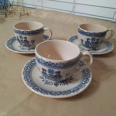 Buy Johnson Brothers  Old Granite Hearts & Flowers CUPS & SAUCERS 3 SETS • 38.36£