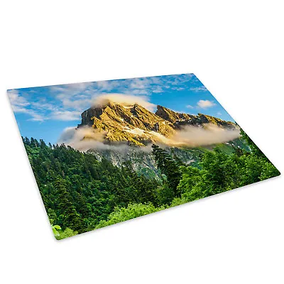 Buy Green Blue Forest Mountain Glass Chopping Board Kitchen Worktop Saver Protector • 15.99£