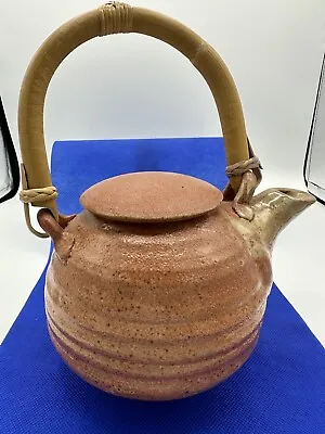 Buy Donna & Jeff Tousley Stoneware Studio Pottery Teapot W/Bamboo Handle • 44.17£