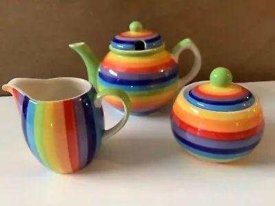 Buy Wind Horse Multicoloured Teapot Milk Jug And Sugar Bowl Set • 34.99£