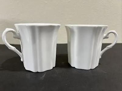 Buy Royal Grafton Fine Bone China Ribbed Coffee Tea Mug Cup Solid Plain White PAIR • 19.80£
