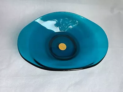 Buy Retro Sowerby's Turquoise Petrol Blue Green Glass Oval Bowl 1960's 20 X 15 Cm • 9.99£