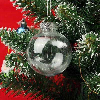 Buy 5-50X Clear Glass Baubles 6/8/10cm Sphere Ball Fillable Christmas Tree Ornaments • 15.95£