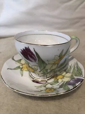 Buy Vintage 1940s Salisbury China Tea Cup Saucer Floral • 6£