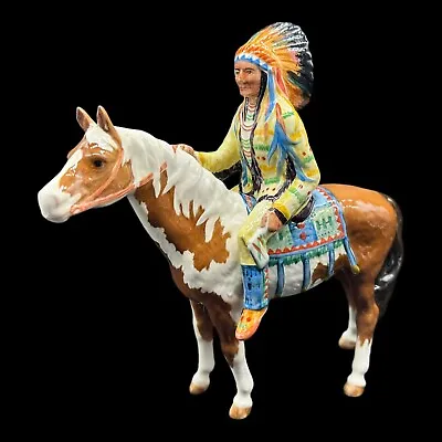 Buy Rare & Mint Beswick Model 1391 Horse Mounted Native North American Indian Chief • 289.95£