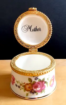 Buy   Mother   Vintage Fenton Fine Bone China Floral Trinket Box With Gold Detail • 12£