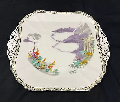 Buy Vintage Abbey Fenton Bone China Art Deco Hand Painted Sandwich Plate Tea Party • 19.50£