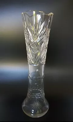 Buy Vintage Heavy Cut Crystal Vase Possibly Bohemian 31.25cm Tall • 15.52£