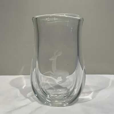 Buy Mcm Holmegaard Danish Clear Vase With Engraved Deer Signed • 28.55£