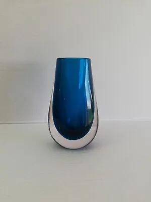 Buy Heavy Whitefriars Cased Kingfisher Blue Glass Teardrop Vase. 9657. C1969-1974 • 42£