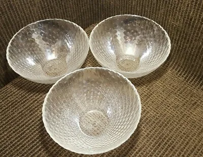 Buy Set Of 3 Rare Vintage Peacock Swirl Clear Glass Bowls 6.5  W -  4  H • 7.72£