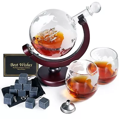 Buy Ship Globe Whiskey Decanter Set Christmas Mens Birthday Gift Glassware Tumbler • 30£