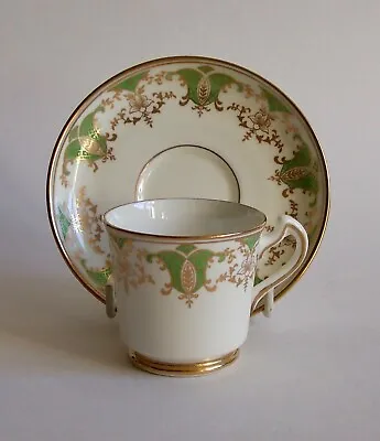 Buy Exquisite Tuscan China Plant Green & Gold Coffee Cup And Saucer 1930s • 7.99£