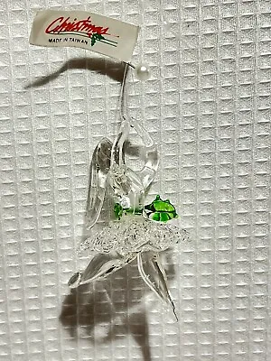 Buy Clear Art Glass Ballerina W/Green Holly & Red Berries Bow-3” Christmas Ornament • 12.32£