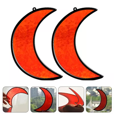 Buy 2pcs Stained Glass Moon Suncatcher For Window Decoration-MD • 9.69£