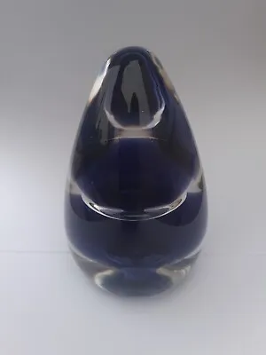Buy Wedgewood Teardrop Conical Shaped Glass Paperweight Blue & Clear Signed On Base • 10.99£