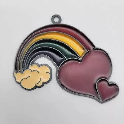 Buy Vintage Stained Glass Ornament Window Hanger Suncatcher Rainbow Heart Cloud USA • 8.05£