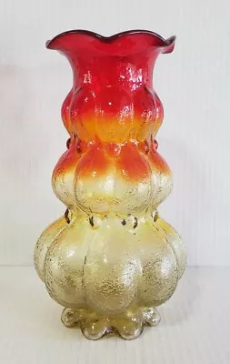 Buy Stunning Kanawha Amberina Glass Bubble Textured  Vase 8 X 5  No Chips Or Cracks • 24.13£