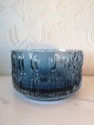 Buy Wedgwood RARE Roland Stennett-Willson Glass Blue Bowl 1970's • 54.99£