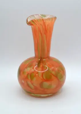 Buy Mtarfa Small Splatter Glass Vase  1960’s Orange And Green Maltese Art Glass • 25.99£