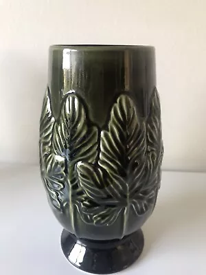 Buy Sylvac Dark Green Large Vine Leaves-design Vase Vintage 21cm Tall 4206 • 19.99£