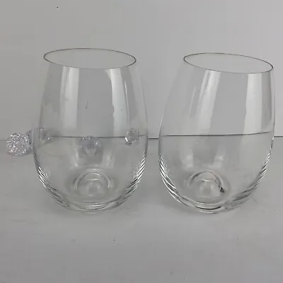 Buy Set 2 Dartington Solo Clear Glass White Wine Stemless Tumblers Glasses 14 Oz EUC • 17.91£