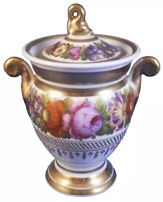 Buy Antique 19thC French Paris Porcelain Floral Lidded Sugar Dish Porcelaine France • 122.32£