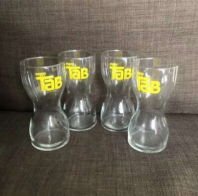 Buy 1970s Set Of 4 Enjoy TAB Soda Clear Pop Hourglass Drinking Glasses 7  Lot Glass • 35£