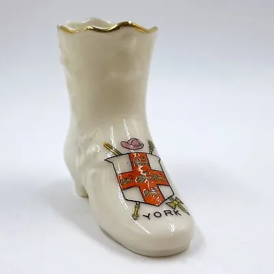 Buy Vintage The Corona China Crested China Souvenir Model Of Boot/ Shoe - York Crest • 9£