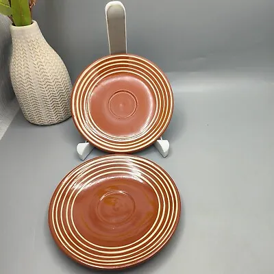 Buy Vintage Swedish Pottery Nittsjo Ceramic Saucers X2 Mid Century Redware Hand Made • 12.95£