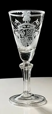Buy Antique Collectible Engraved Glass Goblet With Coat Of Arms 18th Century • 623.38£