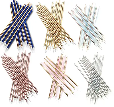 Buy 16 Extra Tall Candles & Holders 18cm Birthday Party Cake Topper Decoration Pick • 3.89£