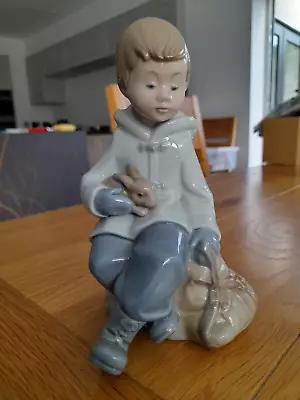 Buy Nao By Lladro, Figurine Of Young Boy With Rabbit & Satchel.excellent Condition  • 3.20£