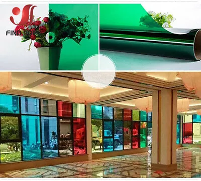 Buy Transparent Colourful Window Film Stain Glass Tint Self Adhesive Decor Roll DIY • 1.19£