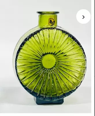 Buy Helena Tynell Green Sun Bottle (Aurinkopullo), Riihimaen Lasi Glass, Vintage MCM • 144.40£