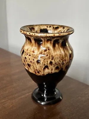 Buy VINTAGE 1970s Brown Honeycomb Glazed Studio Pottery Posy Vase 11cm • 15£