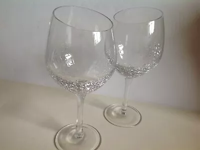 Buy 2 Pier 1 Clear Crackle Balloon Red Wine Glass Goblet Angled Slanted Rim 8 5/8  • 56.34£