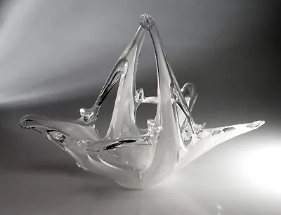 Buy Italian Style Crystal Glass 'Splash' Bowl Or Basket, Hand Blown, Clear & Opal • 18.60£