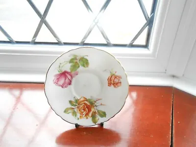 Buy Hammersley Yellow Pink & Peach  Rose Saucer  Gold Rim 5 In Across GC • 2£