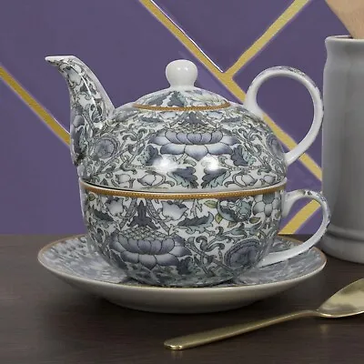 Buy William Morris Lodden Tea Set For One Tea Pot & Cup Saucer Gift Box Blue • 18.99£