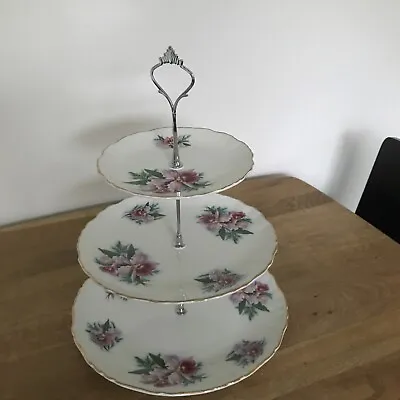 Buy James Kent Ltd  Old Foley Pink Flower Pattern Three Tiered  China Cake Stand • 16.50£