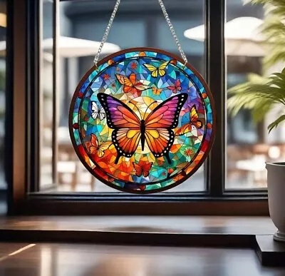 Buy Butterfly Stain Glass Effect Sun Catcher, Gift Ideas, Indoor/Outdoor Sun Catcher • 6.95£