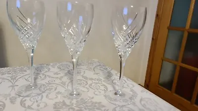 Buy Set Of 3 Edinburgh Crystal EDI70 Cut Glass Wine Glasses. VGC  • 39.99£