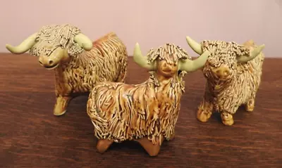 Buy A Collection Of Three Charming Castle Wynd Pottery Highland Cows • 15£