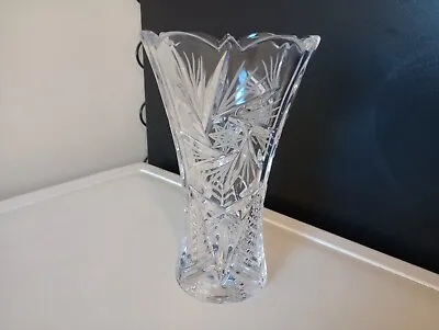 Buy A Vintage Heavy Cut Glass Crystal Pin Wheel Star Vase • 15£