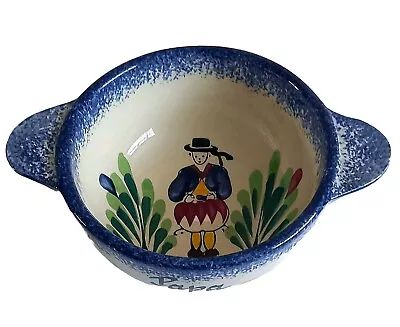 Buy Vintage 1980s Handmade French Folk Art Breton Vannes Bowl Collectable PAPA Name • 19.50£