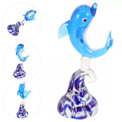Buy Hand Blown Crystal Glass Dolphin Figurine Sea Animal Sculpture Desktop Ornament • 10.39£