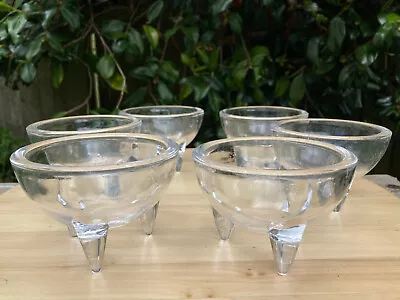 Buy 6 Large Funky Glass Tea Light Candle Holders With 3 Glass Legs ‘Vulcan’ Style. • 10£