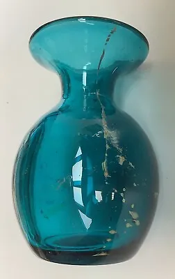 Buy Vintage Blue & Yellow Streaked Mdina Glass Vase  • 6£